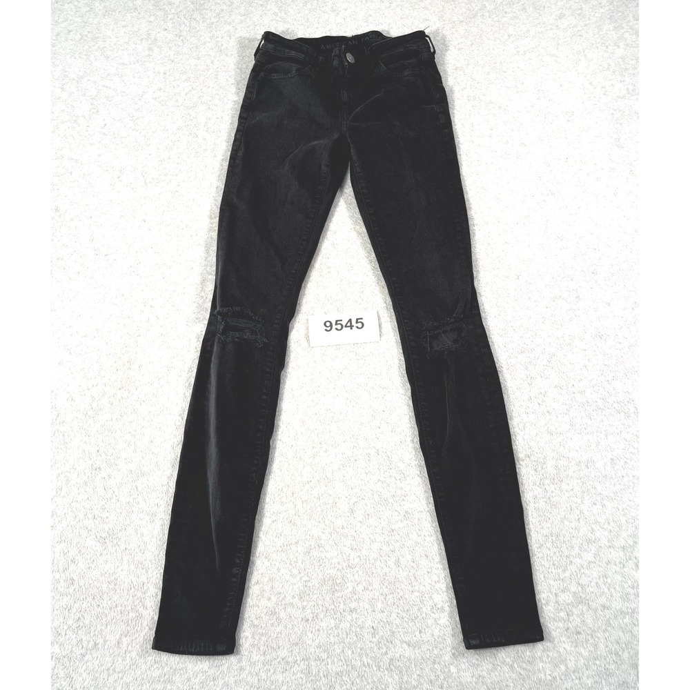 American Eagle Outfitters Skinny Jeans Womens 2 Black Denim Cotton Stretch